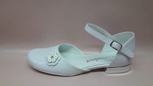329 – Dziewczęce buty na komunię biało-srebrne